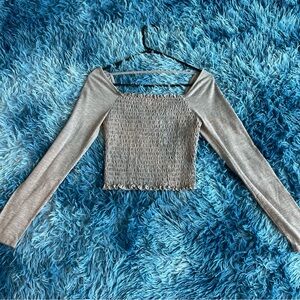 Gray Long Sleeve Top